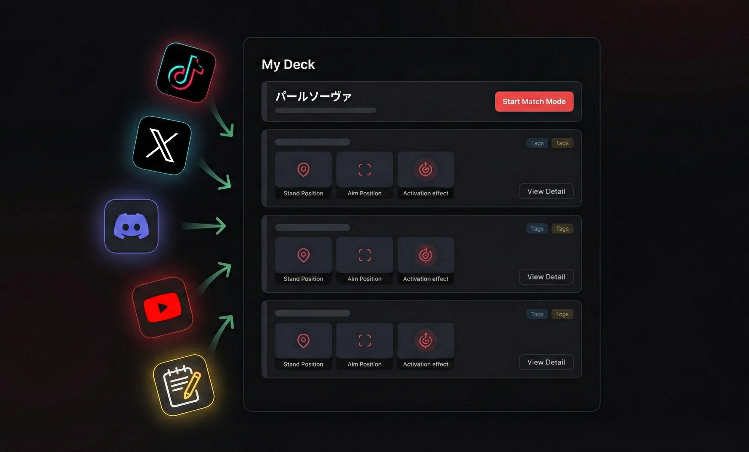 あの神定点もすぐ手元に。
あらゆる情報を「デッキ」へ集約。